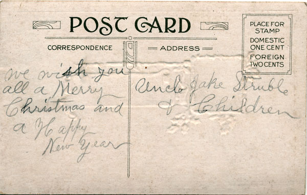 1914 Christmas Card Back